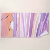 Pink Seas | Watercolor Sunset Ocean Waves Strandtuch (Vorderseite)