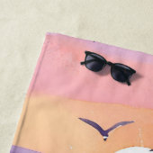 Pink Seas | Watercolor Sunset Ocean Waves Strandtuch (Beispiel)