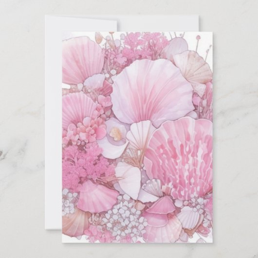 Pink Seashell Adventure Seashore Girl Baby Dusche Einladung (Rückseite)