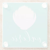 Pink Seashell Aquamarines Hintergrundbild Glasuntersetzer (Rückseite)