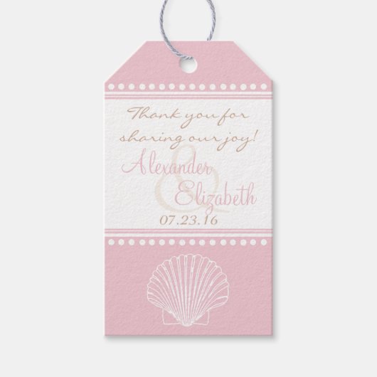 Pink Seashell Beach Wedding Guest Gefallen Vielen Geschenkanhänger (Vorderseite)
