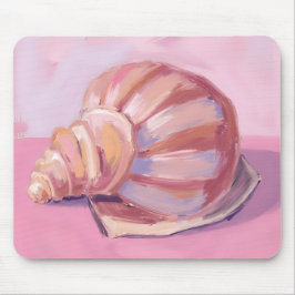 Pink Seashell | Coastal Ocean Watercolor Painting Mousepad
