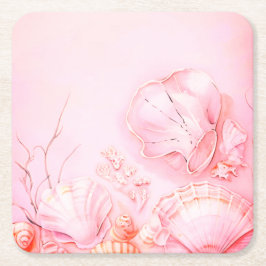 Pink Seashell Dark Rechteckiger Pappuntersetzer