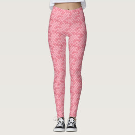 Pink Seashell Mermaid Scale Leggings Yoga Pants
