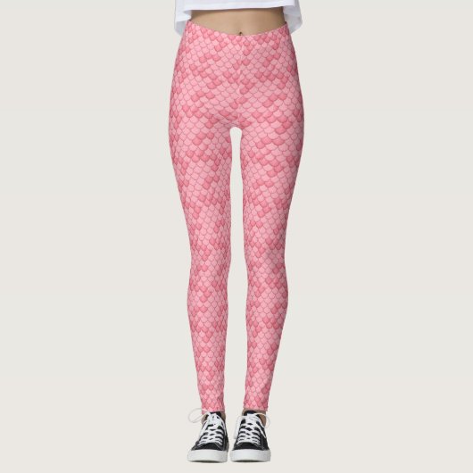 Pink Seashell Mermaid Scale Leggings Yoga Pants (Vorderseite)