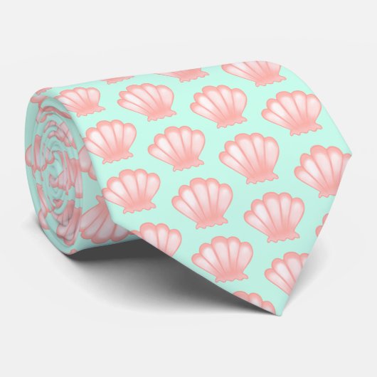 Pink Seashell Neck Tie Krawatte (Gerollt)