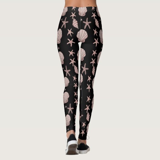Pink Seashell Pattern - Beach Vibes Summer Design Leggings (Rückseite)