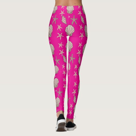 Pink Seashell Pattern - Beach Vibes Summer Design Leggings (Rückseite)