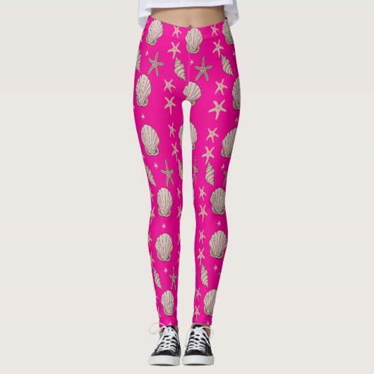 Pink Seashell Pattern - Beach Vibes Summer Design Leggings (Vorderseite)