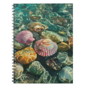 Pink Seashells Clear Ocean Notebook Notizblock