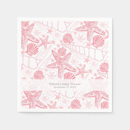 Pink Seashells Hochzeitsanzüge oder Girl Duschnapf Serviette (Vorderseite)