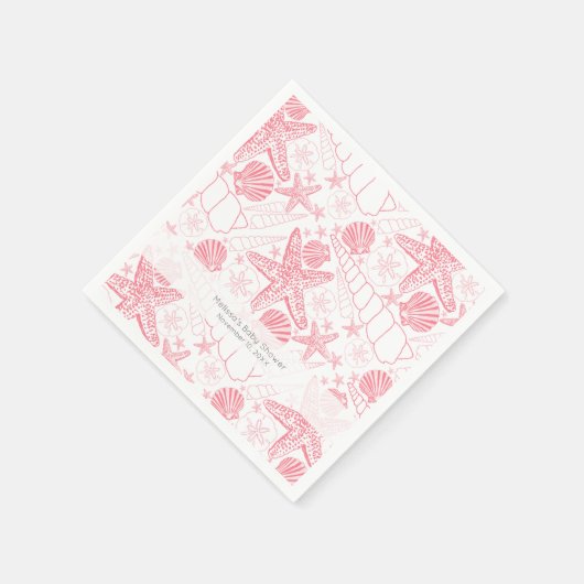 Pink Seashells Hochzeitsanzüge oder Girl Duschnapf Serviette (Ecke)