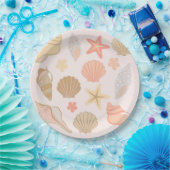 Pink Seashells Pattern Pappteller (Party)