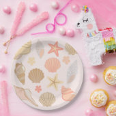 Pink Seashells Pattern Pappteller (Party)