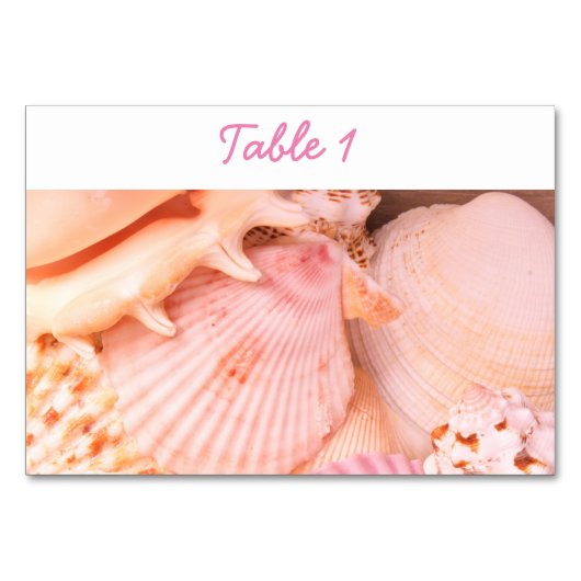 Pink Seashells Tischnummer (Vorderseite)