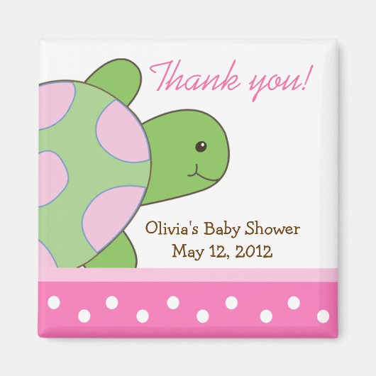 Pink Seaturtle Sea Turtle Baby Dusche Gefallen Mag Magnet (Vorne)