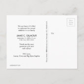 Pink Second Baby Birth FotoCollage Ankündigungspostkarte (Rückseite)