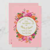 Pink Secret Garden Boho Blumenzange Einladung (Vorne/Hinten)