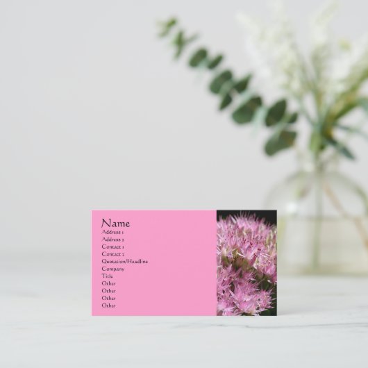 Pink Sedum Flower Fotografy Business Card Visitenkarte (Stehend Vorderseite)