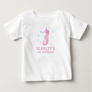 Pink Seepferdchen 1. Geburtstag Baby T-shirt