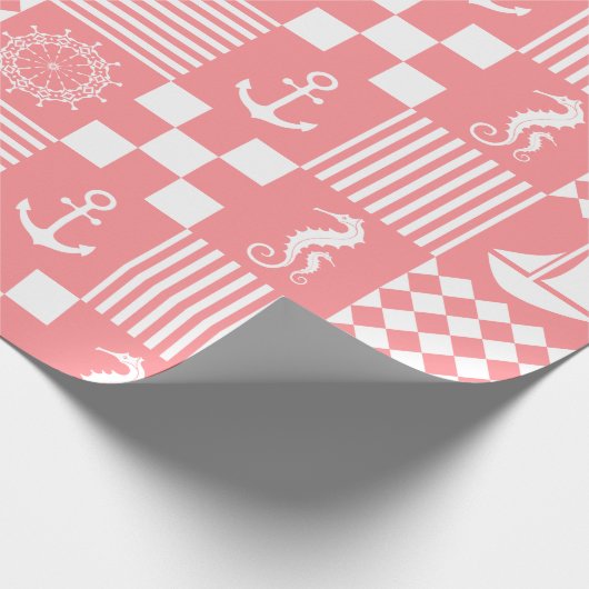 Pink Segelschiff Muster Geschenkpapier (Ecke)