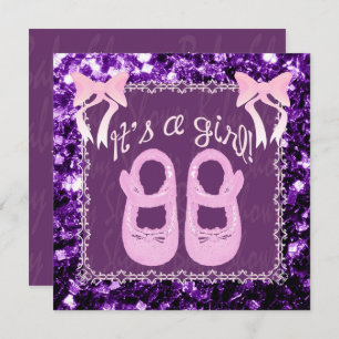 Pink seine Lila Glitzern Babydusche einladen Einladung
