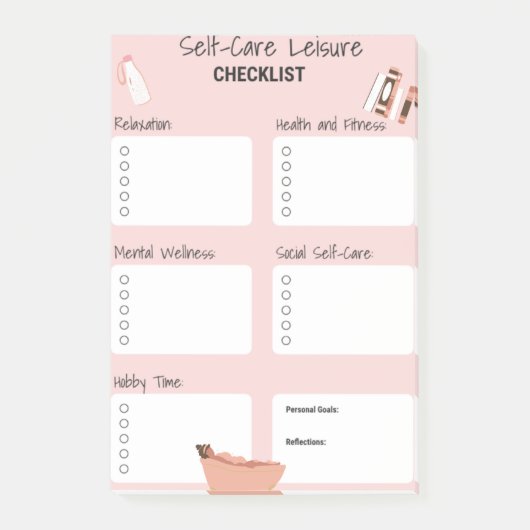 Pink Self-Care Planer - Wellness & psychische Gesu Post-it Klebezettel (Vorderseite)