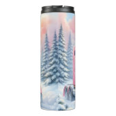 Pink Semi Truck Winterlandschaft Thermosbecher (Rückseite)