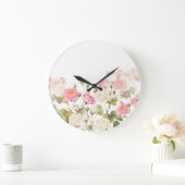 Pink Sepia Vintage Rose Wiese Illustration Große Wanduhr (Zuhause)