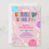 Pink Sequin Glitter Bowling Party Invitation Einladung (Vorderseite)