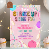 Pink Sequin Glitter Bowling Party Invitation Einladung