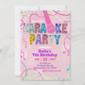 Pink Sequin Glitter Karaoke Party Birthday Invitat Einladung (Vorderseite)