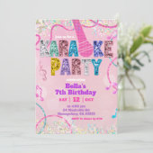 Pink Sequin Glitter Karaoke Party Birthday Invitat Einladung (Stehend Vorderseite)