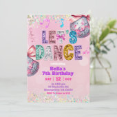 Pink Sequin Glitter Let's Dance Birthday Einladung (Stehend Vorderseite)
