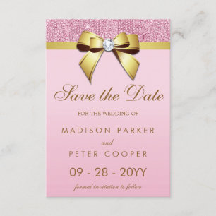 Pink Sequins Gold Bow Save the Date Hochzeit