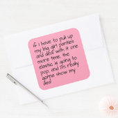 Pink setzen auf Big Girl Panties Word Sprichwort Quadratischer Aufkleber (Umschlag)