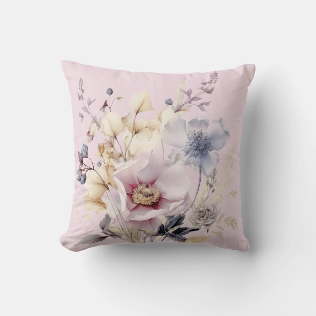 Pink Shabby Chic Vintage Throw Pillow Kissen (Vorderseite)
