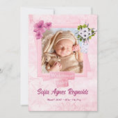 Pink Shabby Style Baby Flat Announccard Ankündigung (Vorderseite)