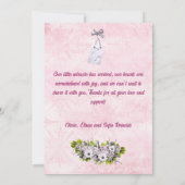 Pink Shabby Style Baby Flat Announccard Ankündigung (Rückseite)