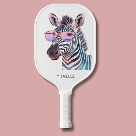 Pink Shades Albern Zebra Modern Monogram Pickleball Schläger