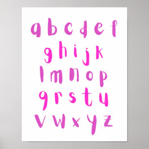 Pink Shades Alphabet Lowercase Buchstaben Kinderzi Poster