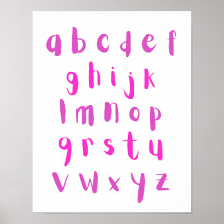 Pink Shades Alphabet Lowercase Buchstaben Kinderzi Poster