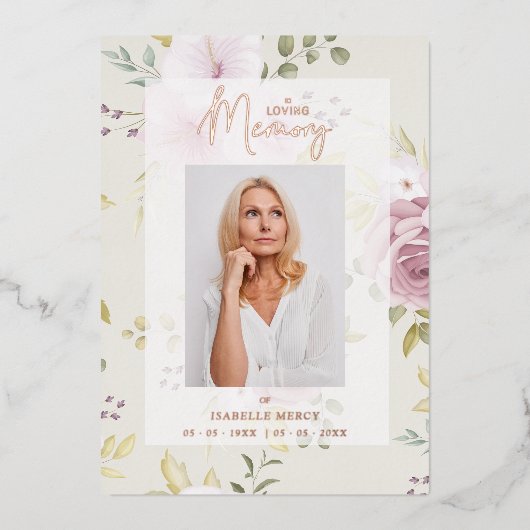 Pink Shades Botanical Floral Traditional Photo Folieneinladung (Vorderseite)