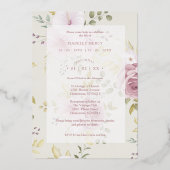 Pink Shades Botanical Floral Traditional Photo  Folieneinladung (Rückseite)