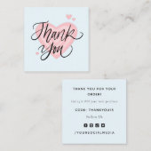 Pink Shades Heart Modern Trendy Danke Romantik Quadratische Visitenkarte (Vorne/Hinten)