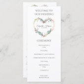 Pink Shades Heart on Wildflowers for Wedding Programm (Vorne/Hinten)