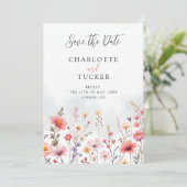 Pink Shades Spring-Inspired Rustic Boho Romantic Save The Date (Stehend Vorderseite)