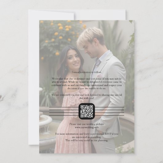 Pink Shades Spring-Inspired Rustic Boho Romantic Save The Date (Rückseite)