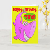 Pink Shark 3. Geburtstag Karte (Gelbe Blume)