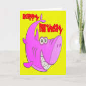 Pink Shark Birthday Karte (Vorderseite)